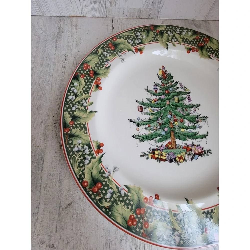 Vintage 12‎ Spode xmas tree berry plate home decor Mistletoe